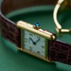 Vintage Tank Must de Cartier Silver with Gold Plated White Dial 20mm - Image 3