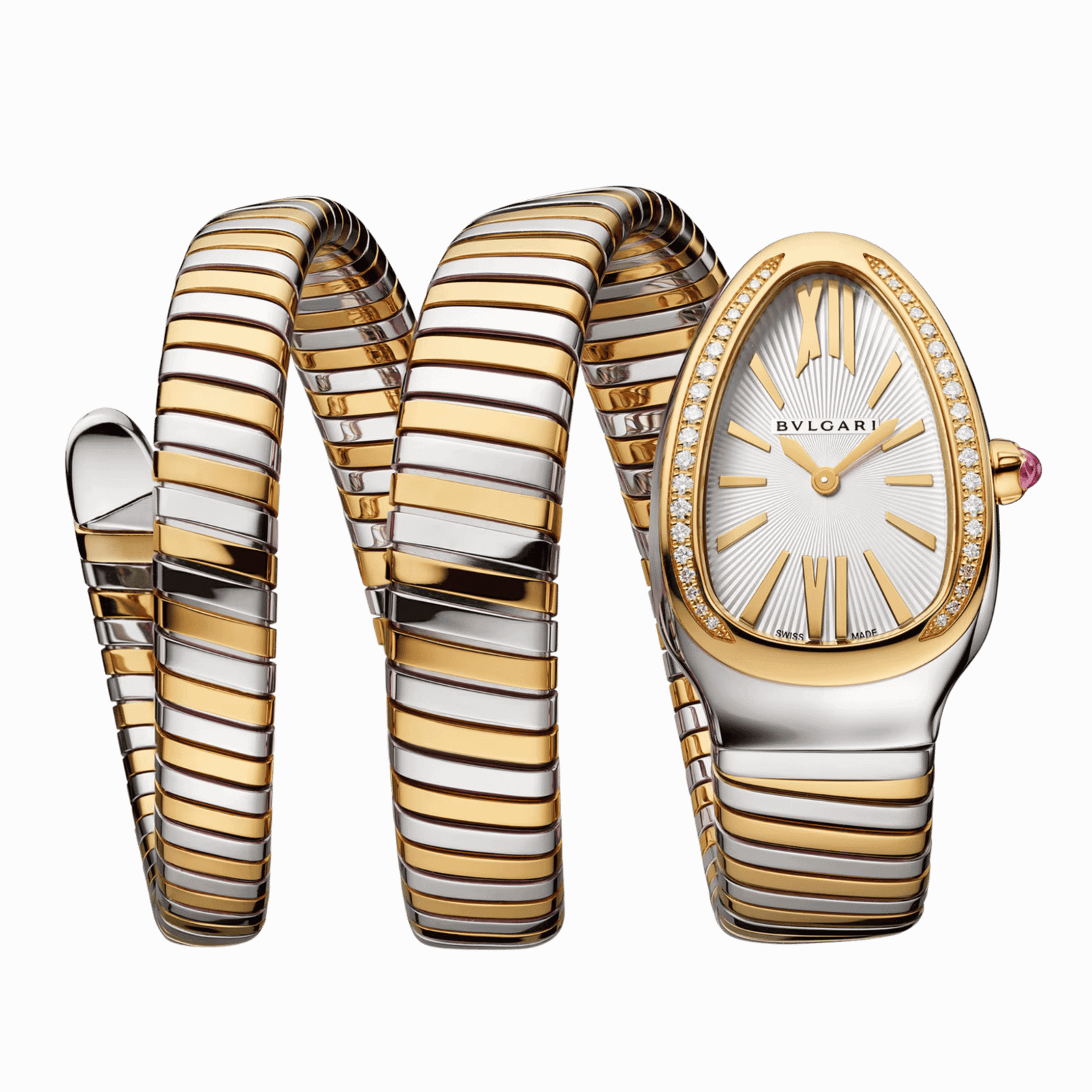1302d4ffe3c7067d8d23cd30495b246b.png Serpenti Tubogas Double Tour Yellow Gold & Steel Silver Dial 35mm - Image 1