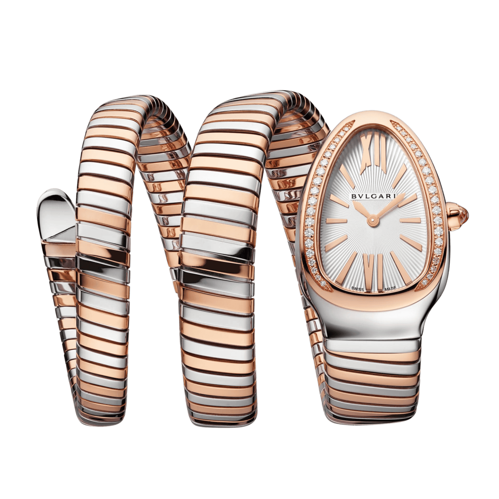 1c3d2ca89f4e8a84367e80a3bb20c7cd.png Serpenti Tubogas Double Tour Rose Gold & Steel Diamond White Dial 35mm - Image 1