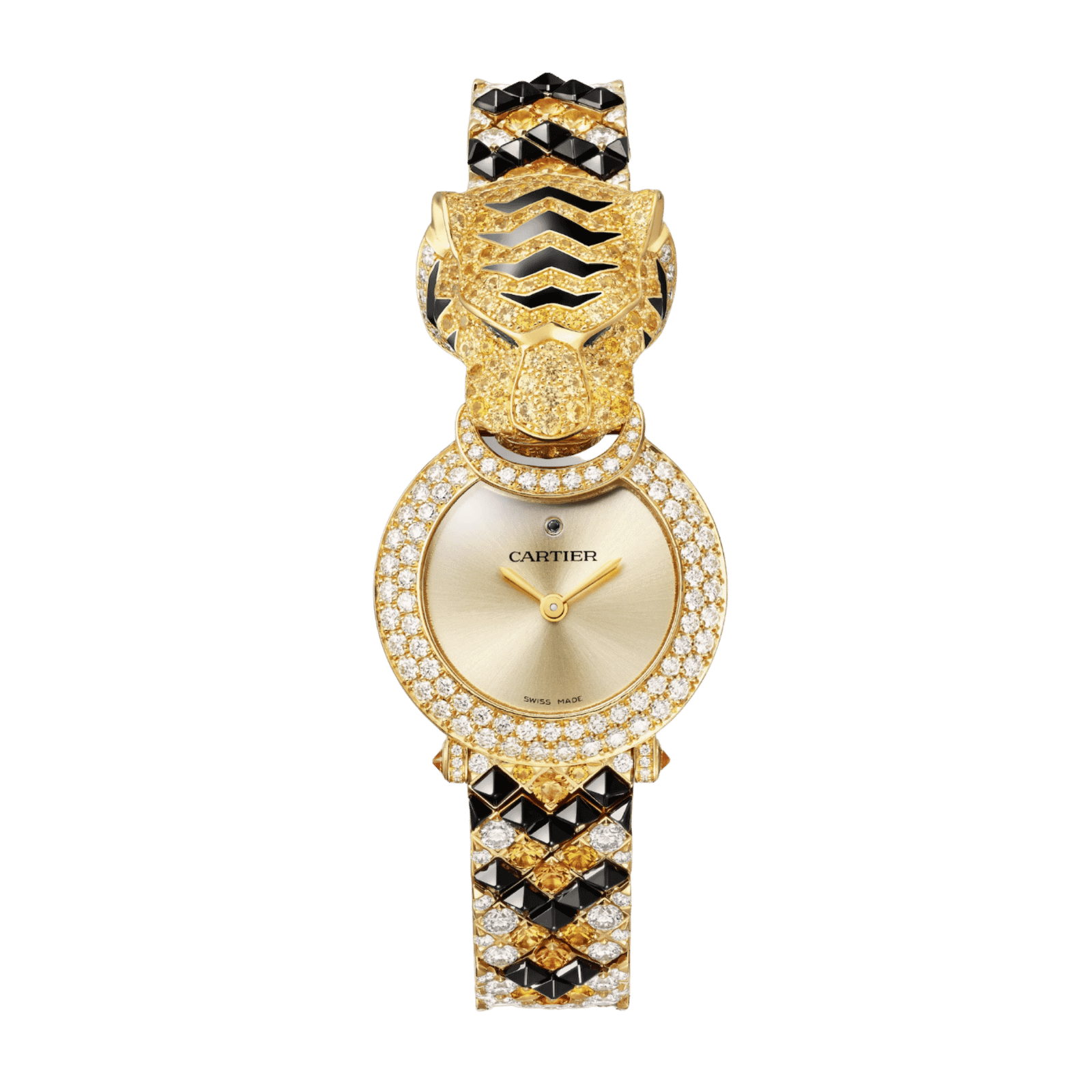 446878afc9cb99ba58b46a9a1de1ce56.png Animalière Yellow Gold Gem-Set Champagne Dial 23mm - Image 1
