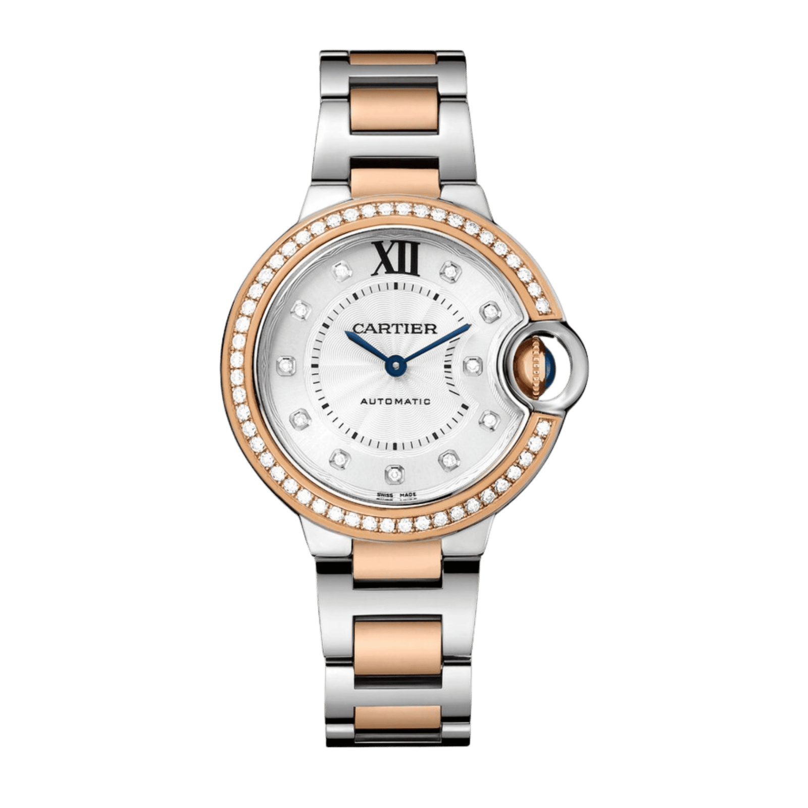 5304cabb5ac185f2aaac6d3be1c6e18b.png Ballon Bleu de Cartier Rose Gold & Steel Diamond Silver Dial 33mm - Image 1