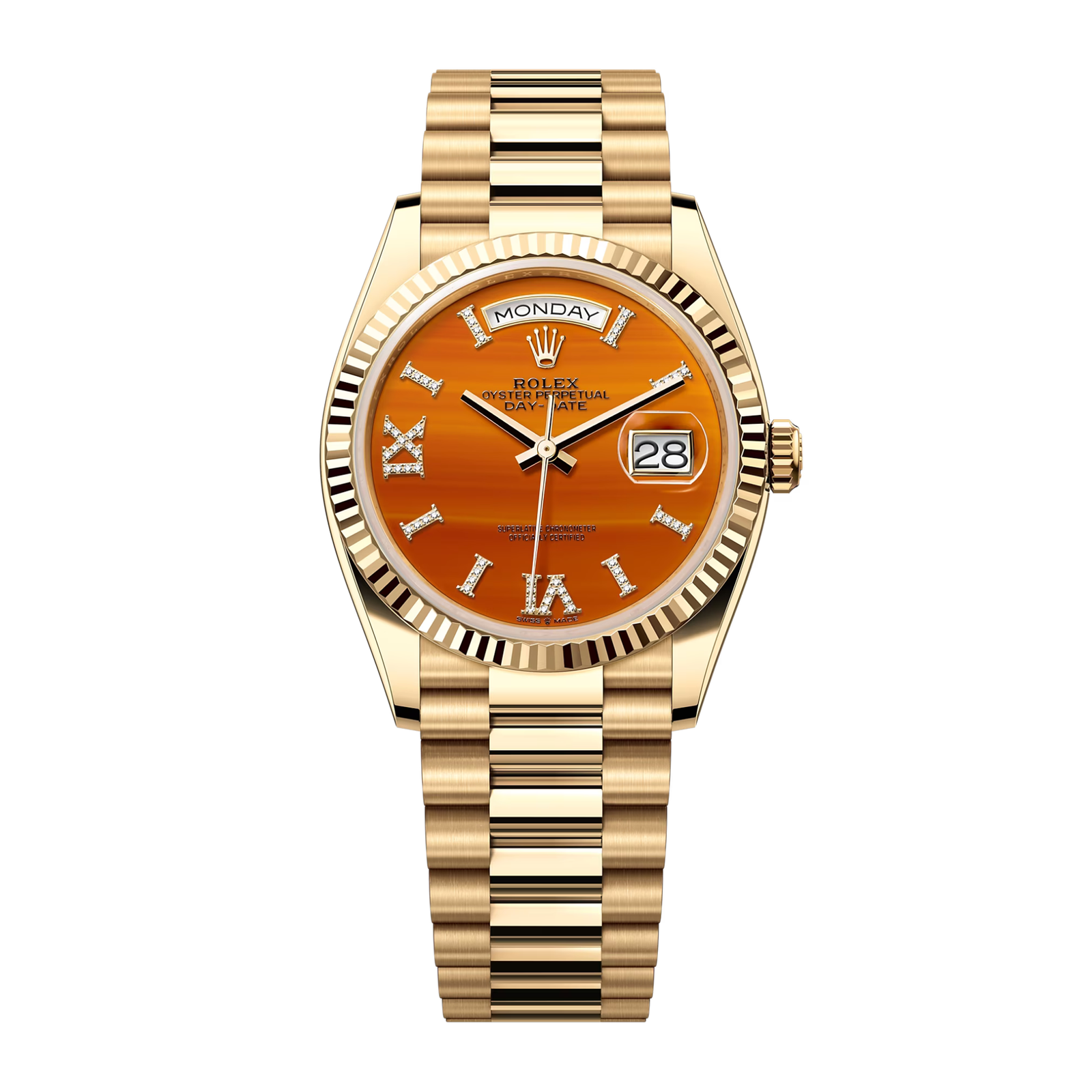 572f84bd203b7b6aa0051877e3abebcf.png Day-Date 36 Yellow Gold Orange Dial 36mm - Image 1