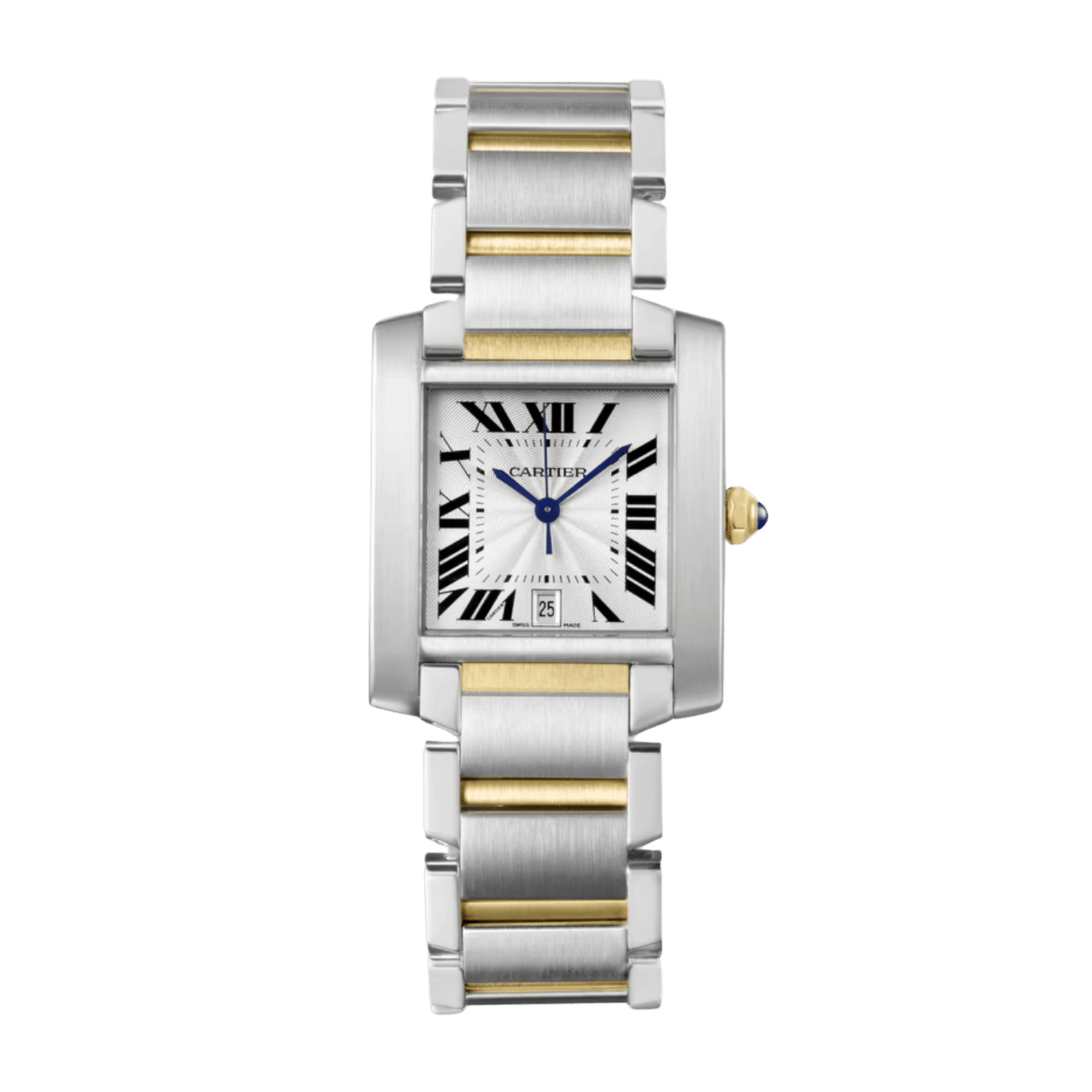 58b81b42669e27171656dea1bd1613ac.png Tank Francaise 20 Yellow Gold & Steel Silver Dial 28mm - Image 1