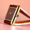 Vintage Tank Vermeil Gold Plated Burgundy Dial 23mm - Image 4