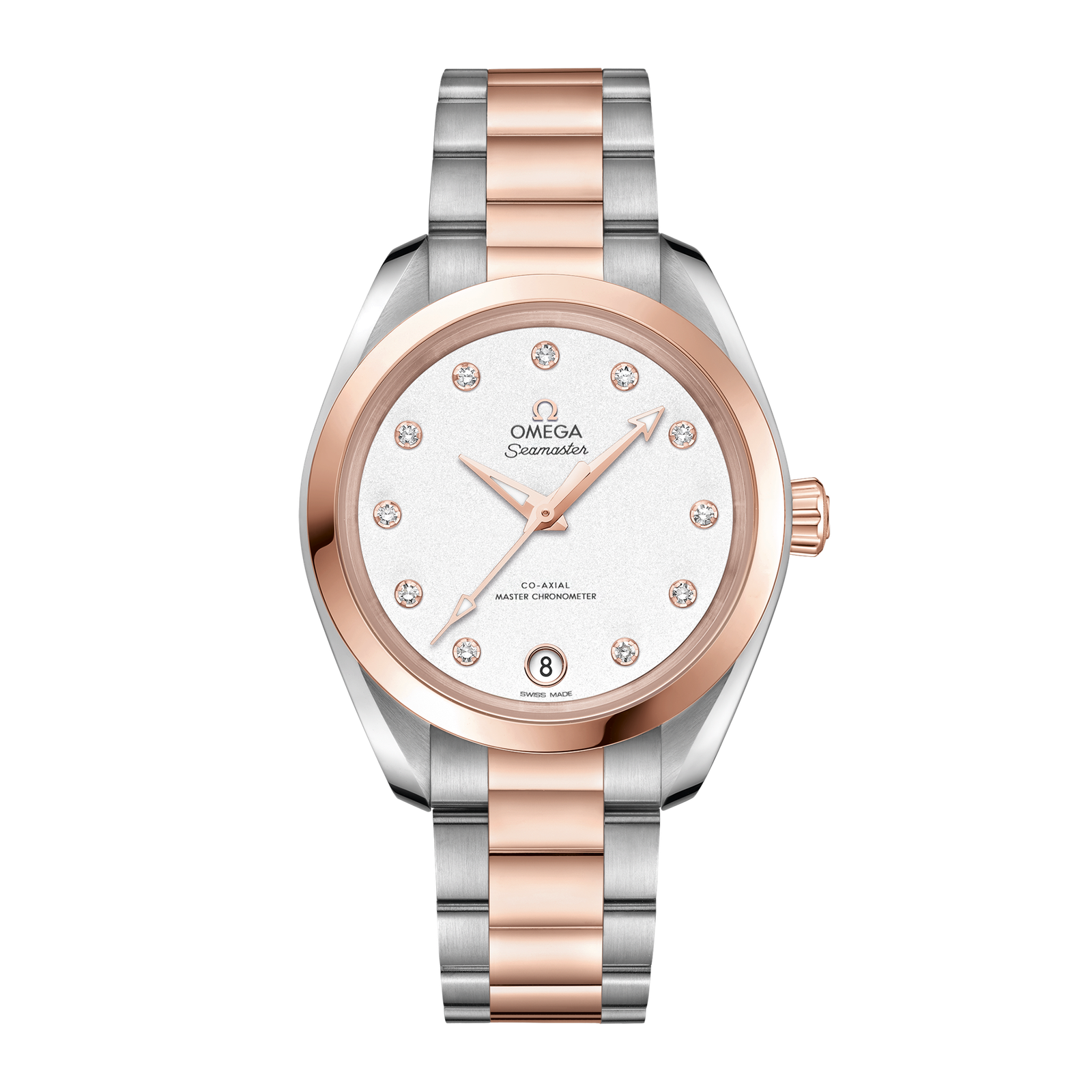 7230ef63000a3ecf129f0dc5d00052c1.png Aqua Terra Rose Gold & Steel White Dial 34mm - Image 1