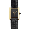 Vintage Tank Vermeil Gold Plated Black Dial 21mm