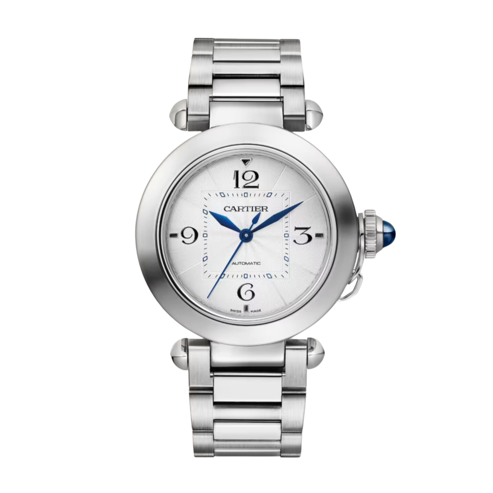 810486575d7edfeb97f1bcb2e5f7e280.png Pasha de Cartier Steel Silver Dial 35mm - Image 1