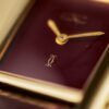 Vintage Tank Must Vermeil Gold Plated Silver Burgundy Dial 21mm - Image 3