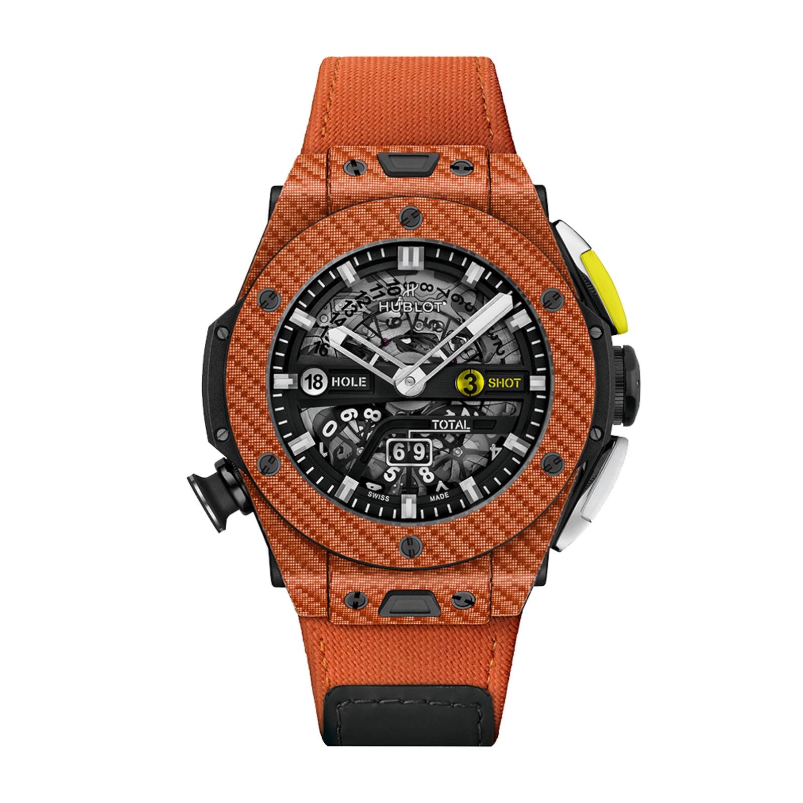 891d5385be4c1962c7d3ac5b513cdced.png Big Bang Unico Golf Carbon Orange Skeleton Dial 45mm - Image 1