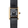 Vintage Tank Vermeil Gold Plated Black Dial 21mm