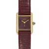 Vintage Tank Must Vermeil Gold Plated Silver Burgundy Dial 21mm