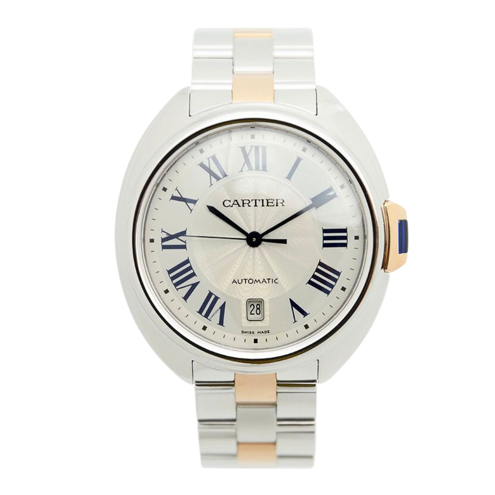 9e6caeecb0a83614efc6fbdc6b0cd88e.png Clé de Cartier Rose Gold & Steel Silver Dial 40mm - Image 1