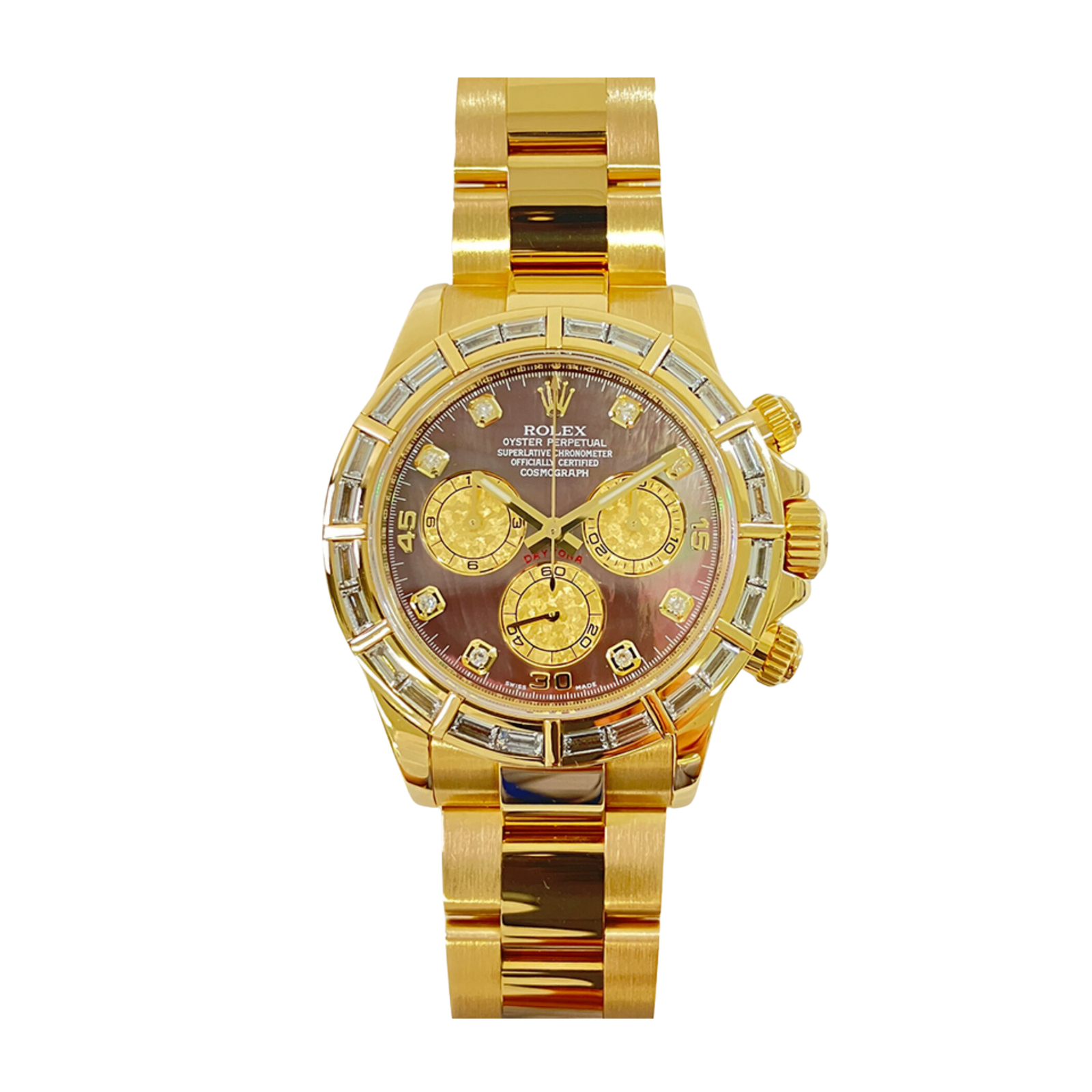 a5d0ce4aafbff5a5100aad401394b0b5.png Daytona Yellow Gold Diamond Mother of Pearl Dial 40mm - Image 1