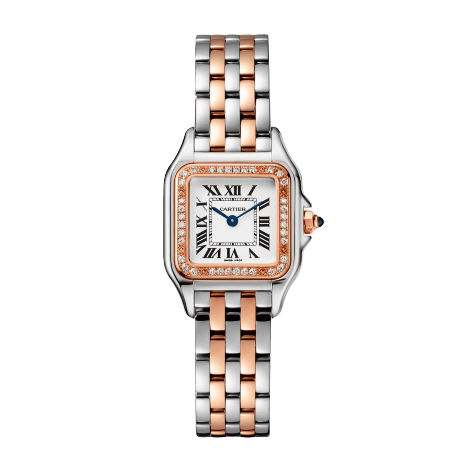 a998c9a26b403ee707d546cf46127d41.png Panthere de Cartier Rose Gold & Steel Diamond Silver Dial 22mm - Image 1