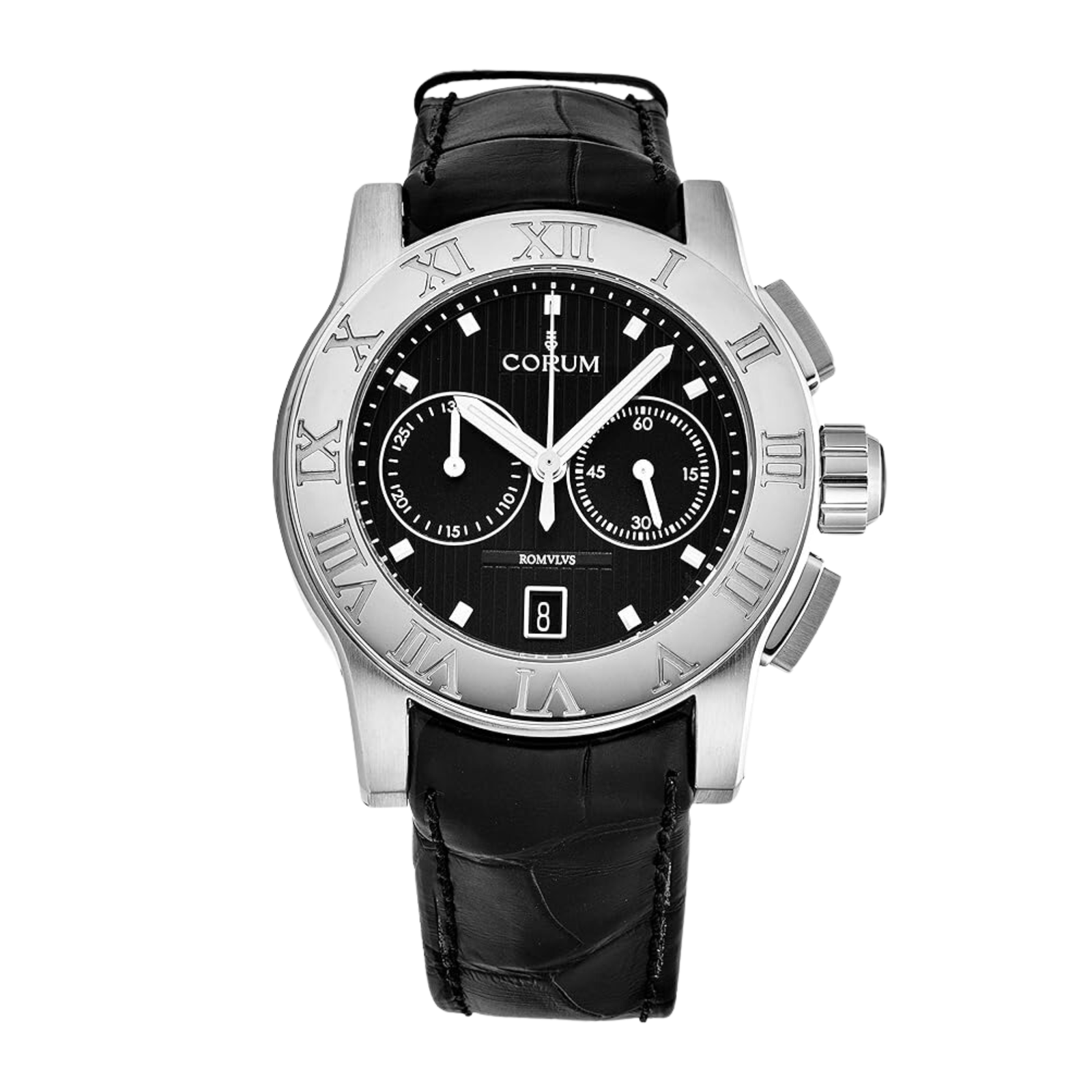 e5bcf3bd766927a49e761fb9a783c828.png Colomb Romulus Chronograph Steel Black Dial 44mm - Image 1