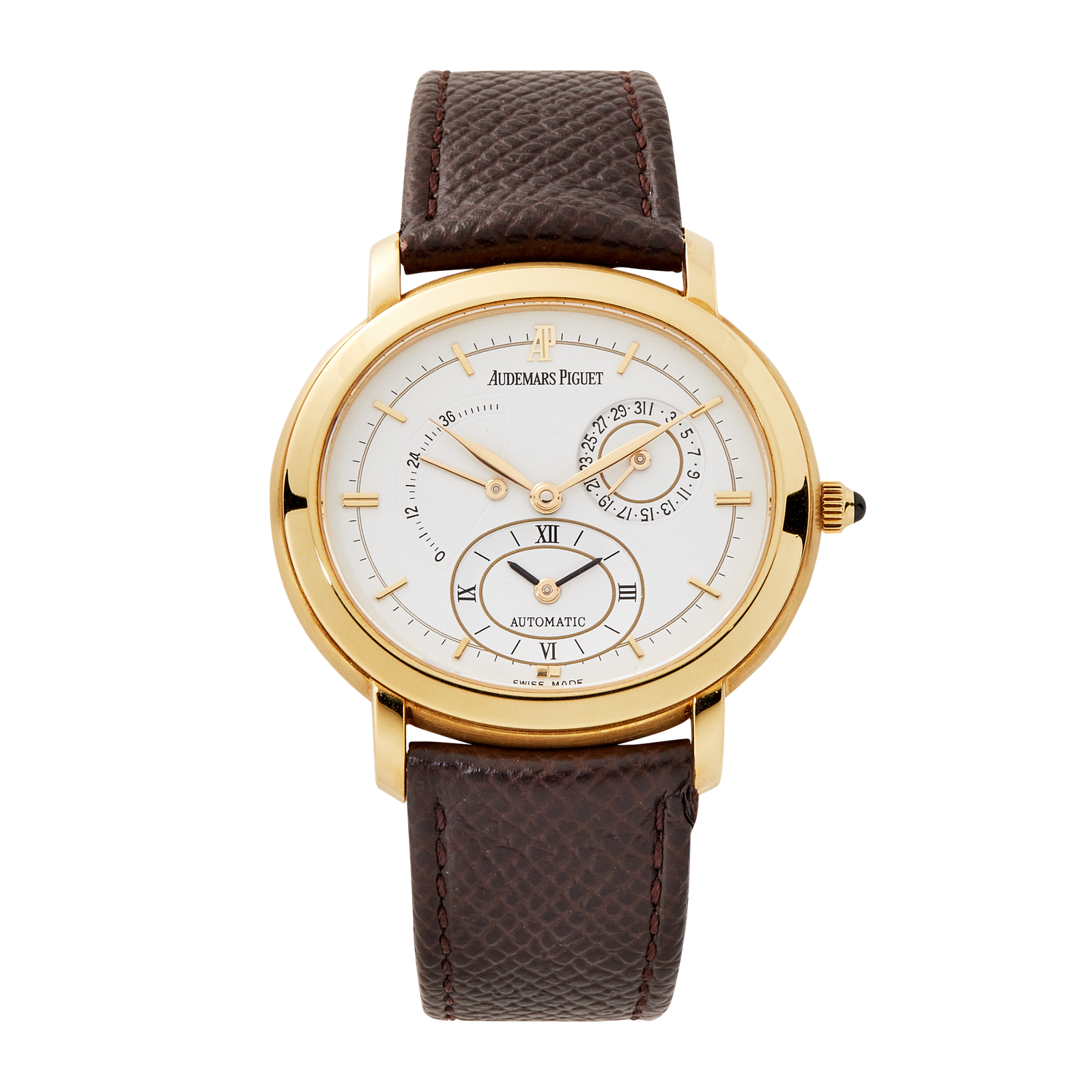 f3ad6ad35d2644182699173ba6f56723.png Millenary Dual Time Power Reserve Yellow Gold White Dial 34mm - Image 1