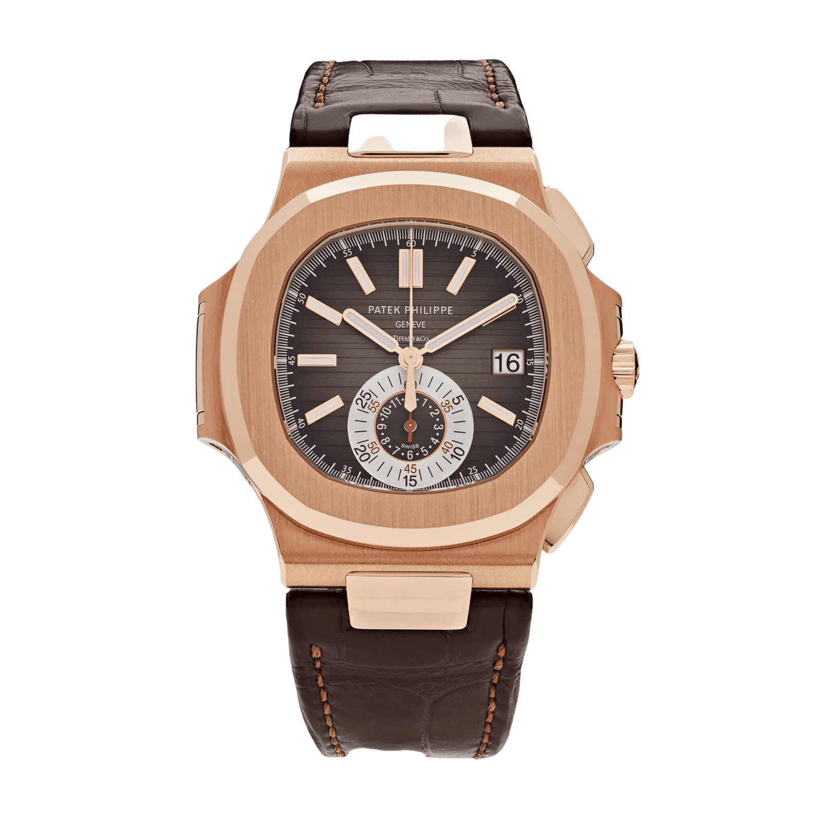 f57f59a4ccebe929fade13f58db9a10c.png Nautilus Chronograph "Tiffany & Co." Rose Gold Brown Dial 41mm - Image 1