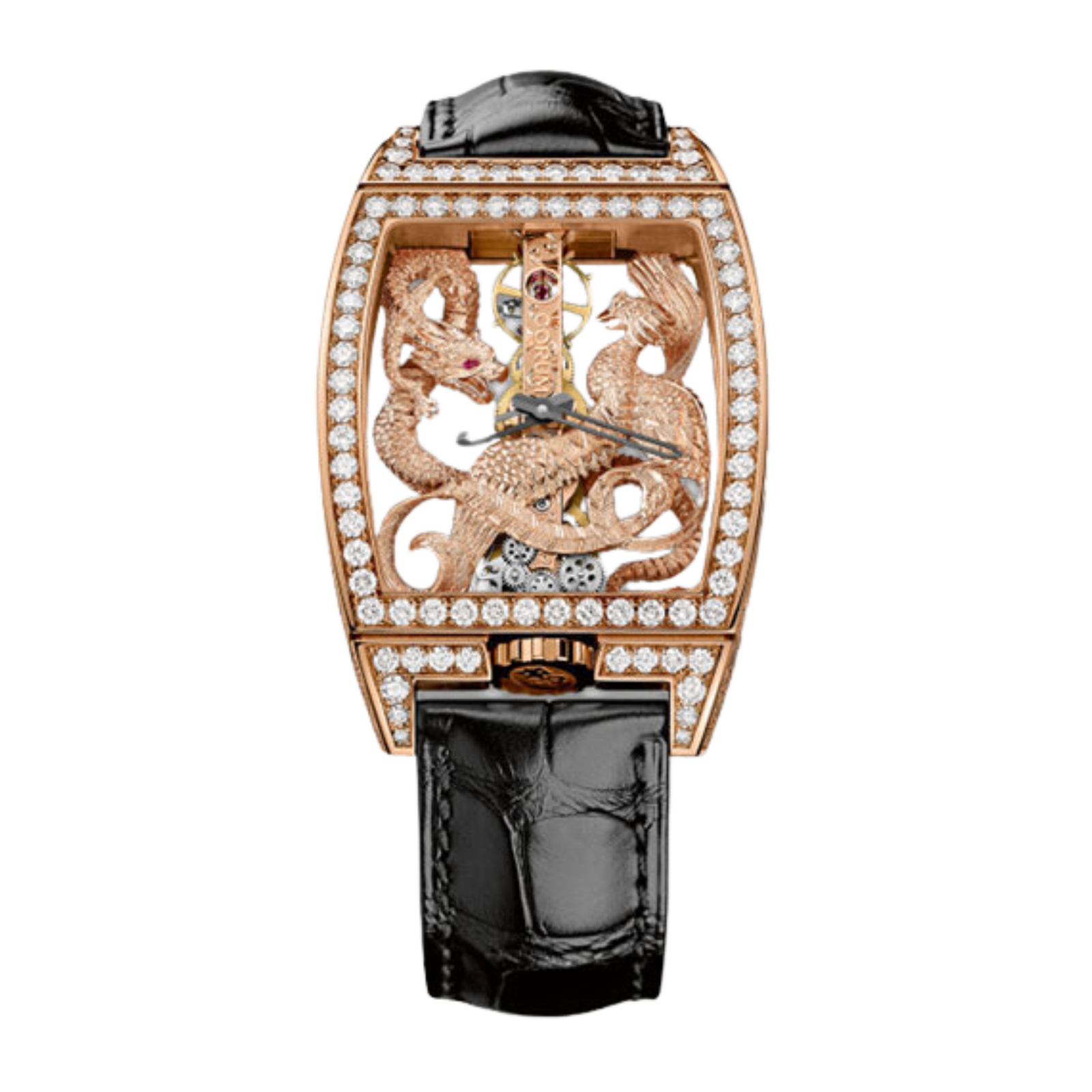 fb29332a616bf8bebb6892536e8a8b95.png Golden Bridge Dragon & Phoenix Rose Gold Diamond Skeleton Dial 34mm - Image 1